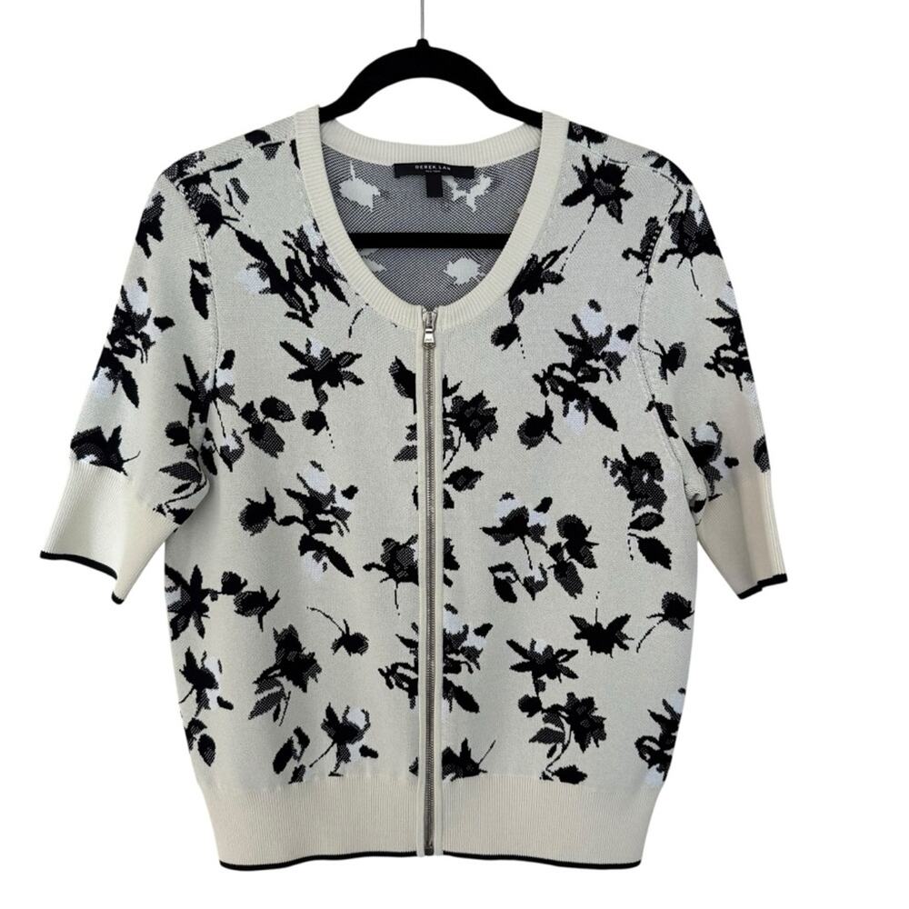 Derek Lam Engineered Knit Suit Set Floral Black and White Size Medium